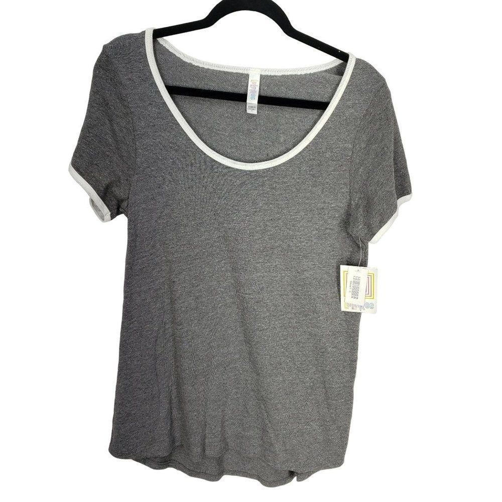NWT Lularoe Classic T Solid Heather‎ Gray With White Trim Size S Shirt
